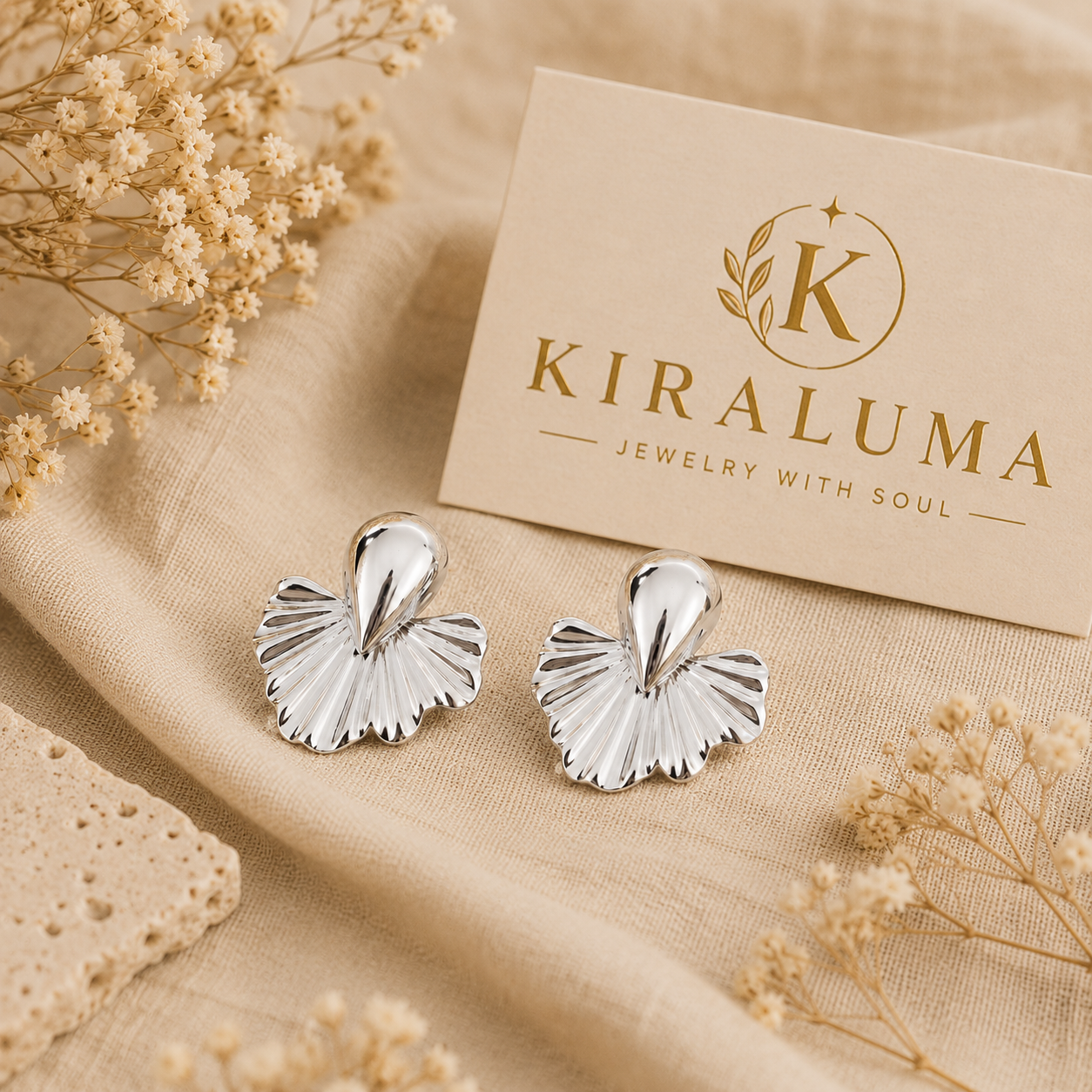 Silver Fan Earrings