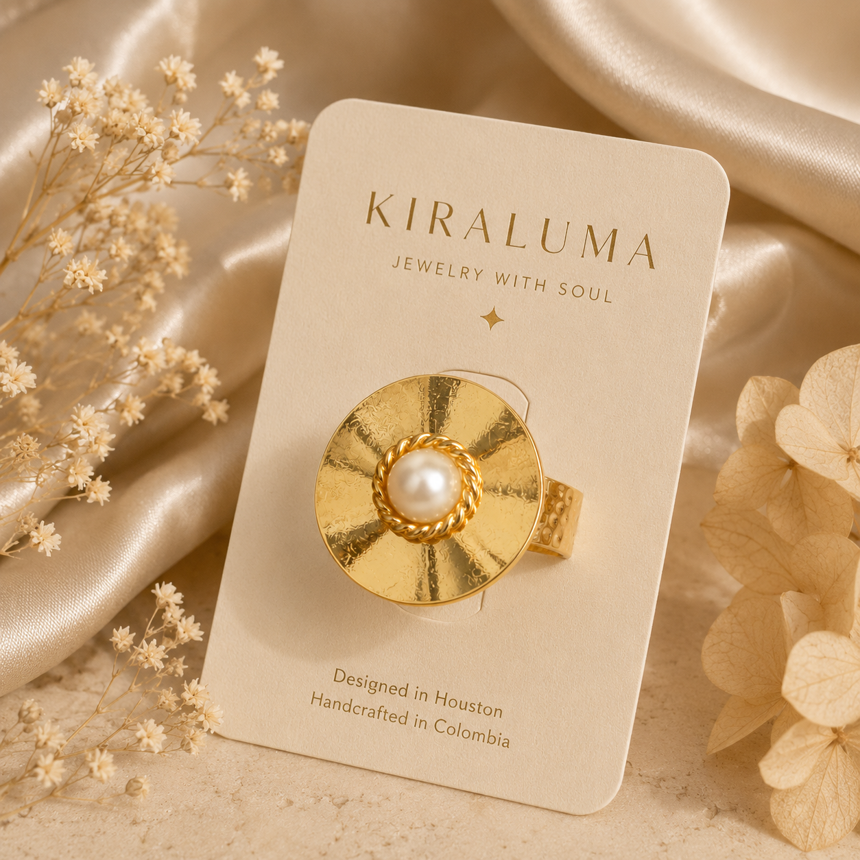 Golden Halo Pearl Ring