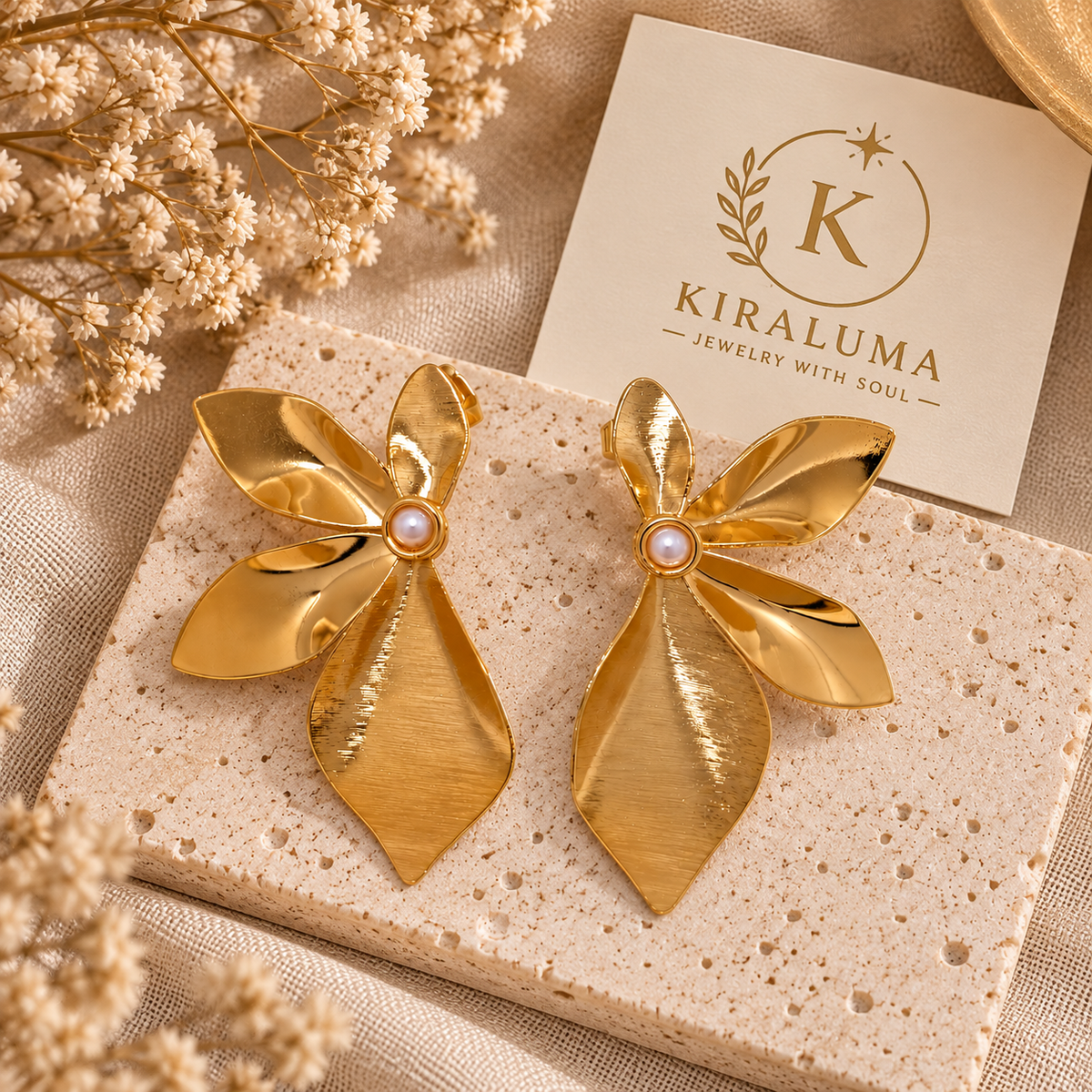 Golden Petal Pearl Drops
