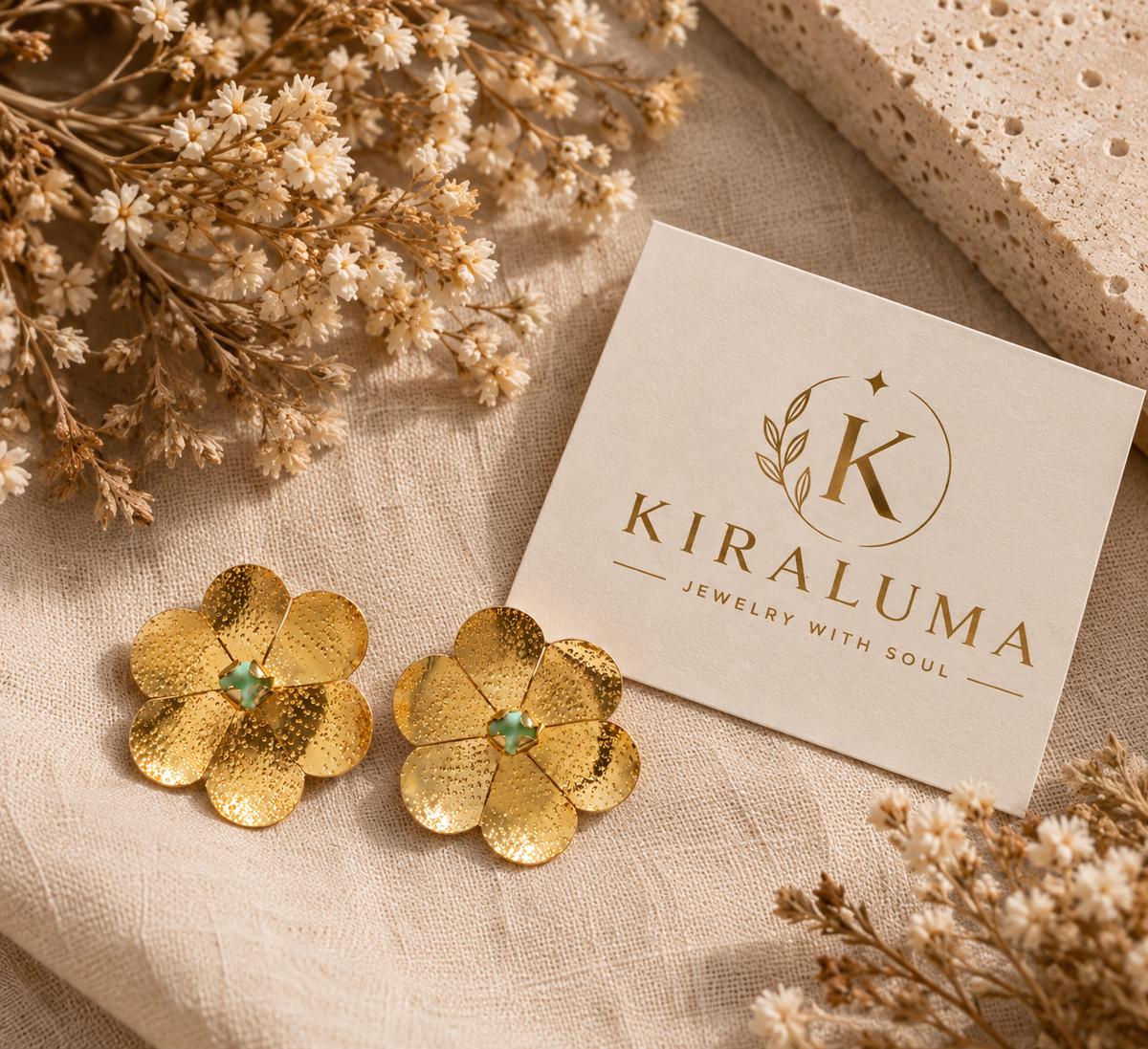 Golden Meadow Flower Earrings