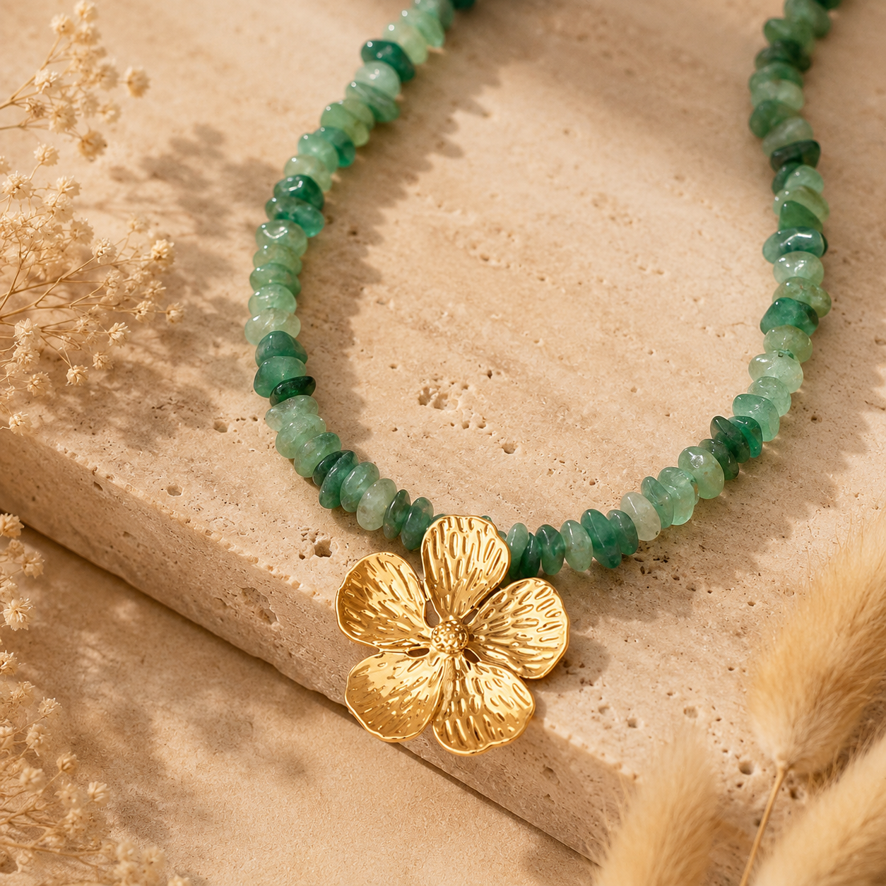 Golden Stone Bloom Necklace