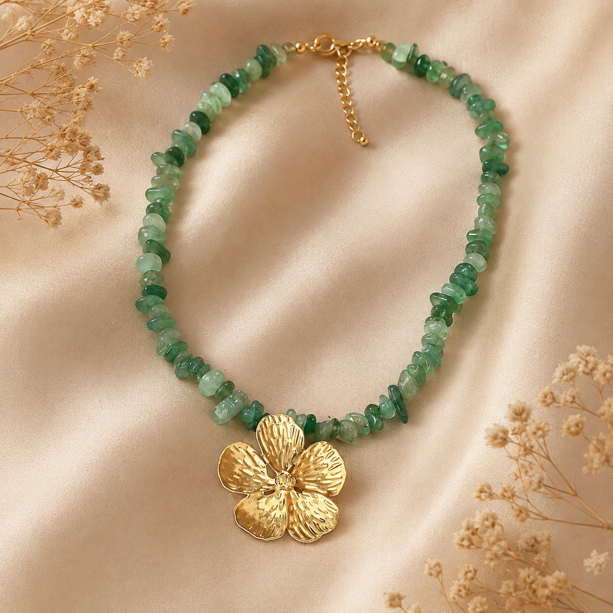 Golden Stone Bloom Necklace