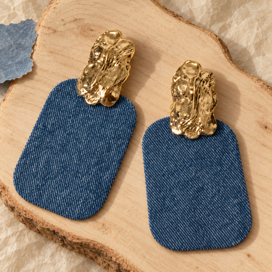 Denim Statement Drop Earrings