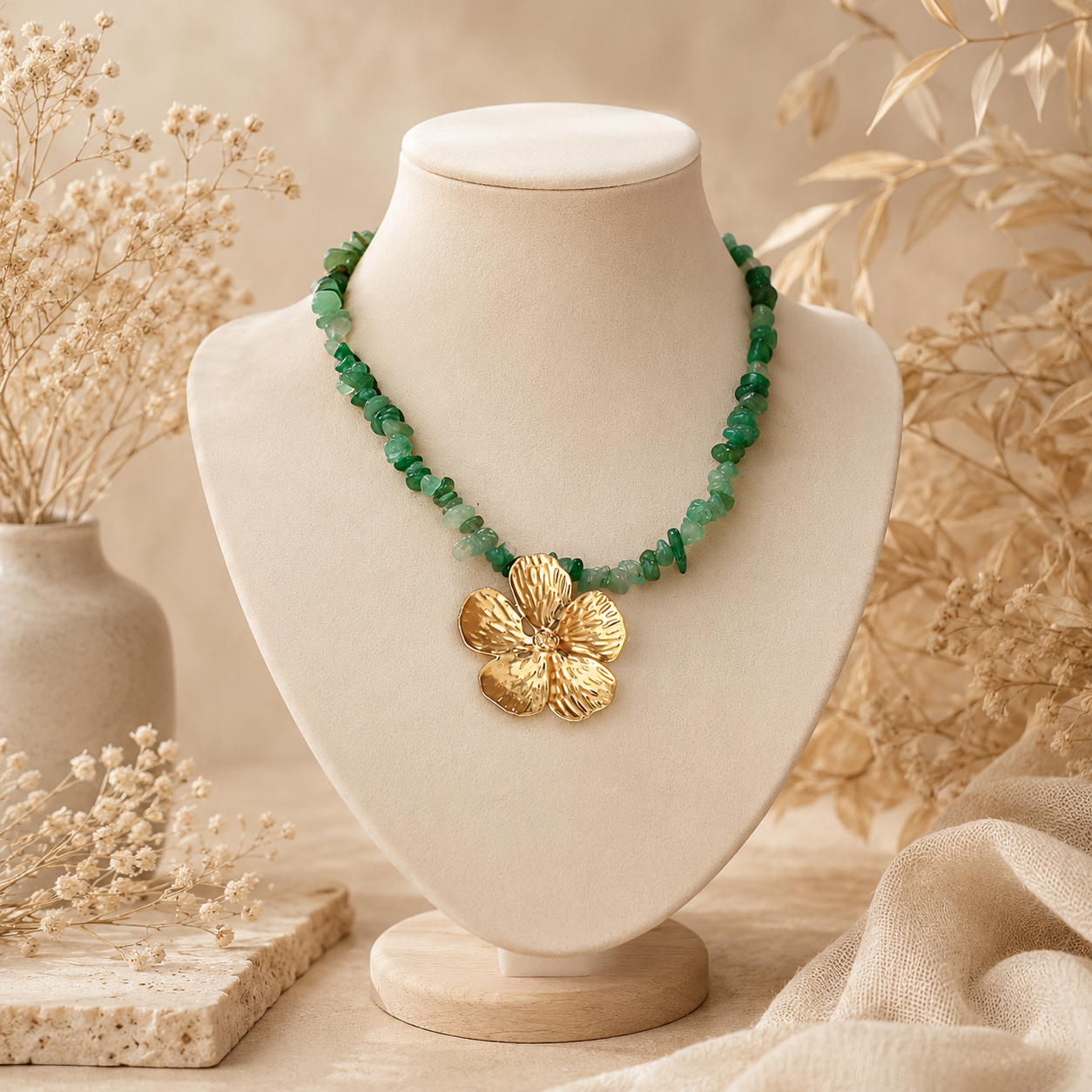 Golden Stone Bloom Necklace