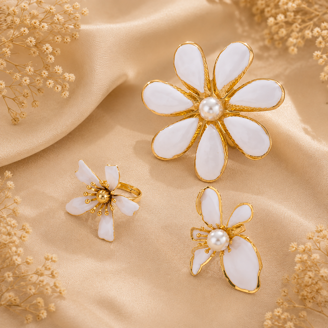 Ivory Blossom Ring Collection