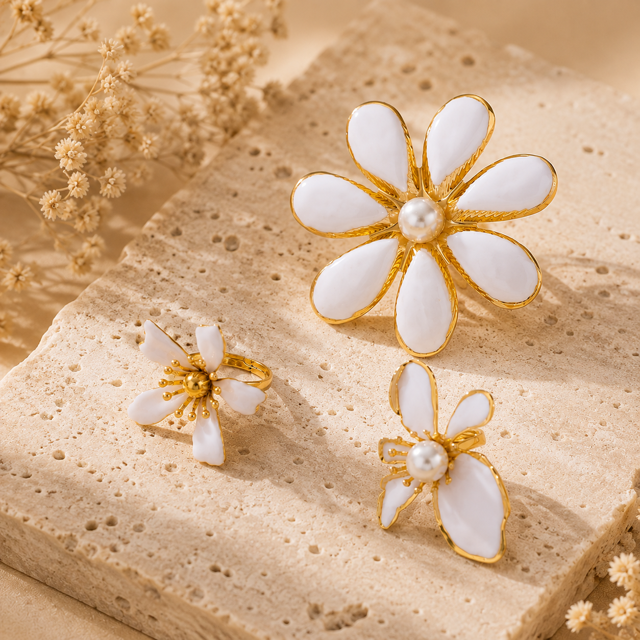 Ivory Blossom Ring Collection