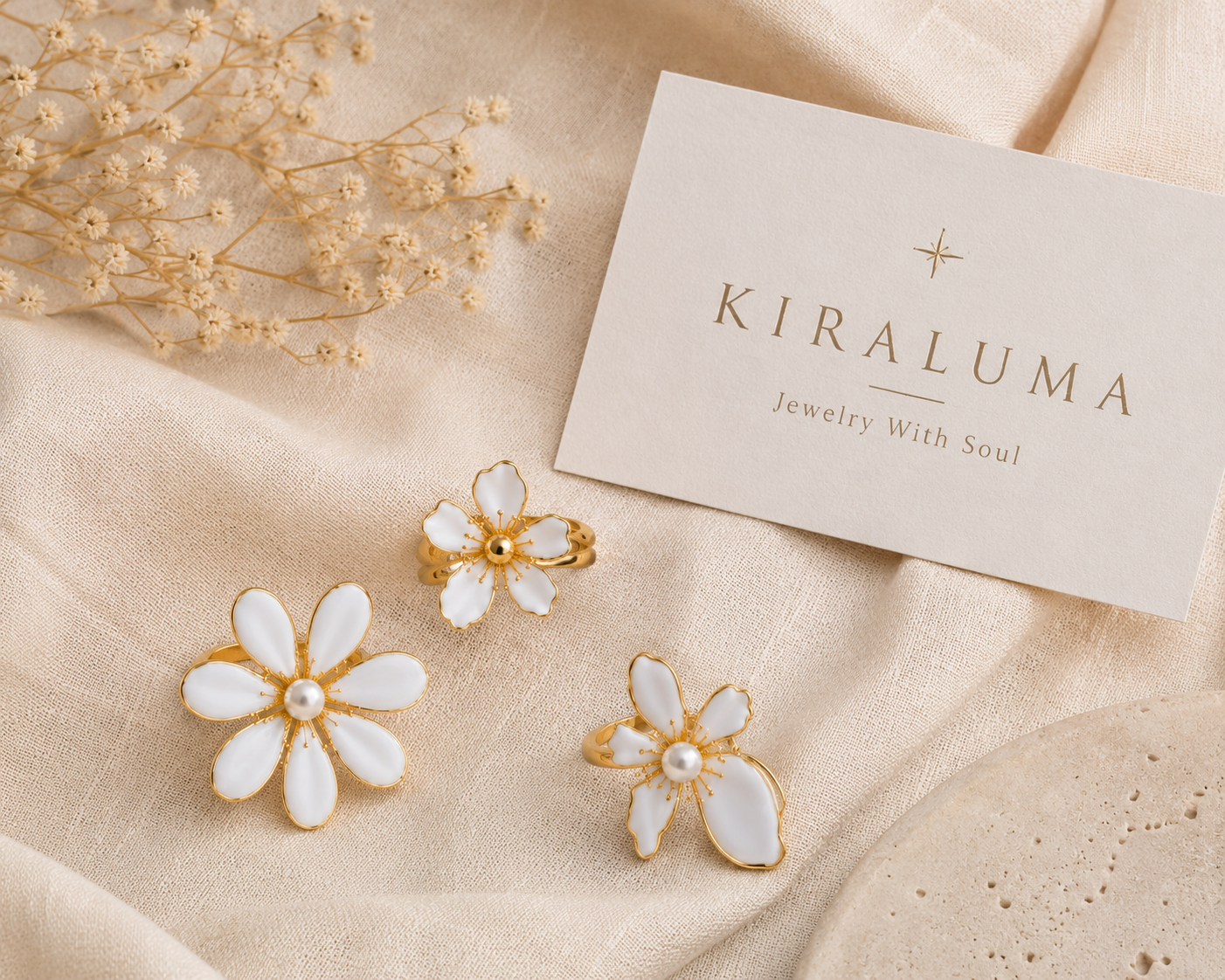 Ivory Blossom Ring Collection