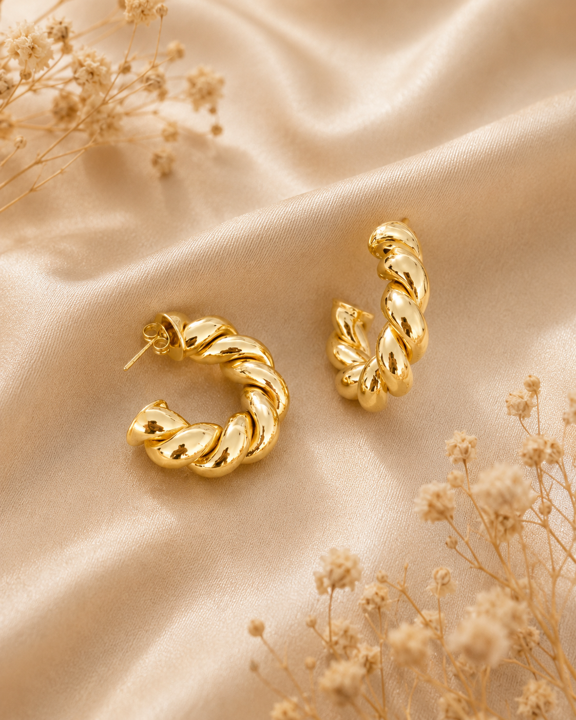 Golden Twist Hoops