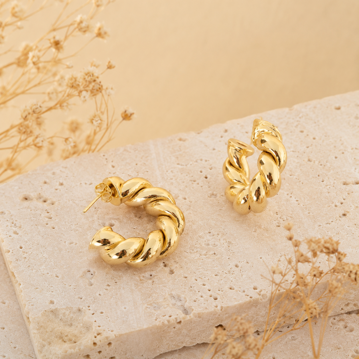 Golden Twist Hoops