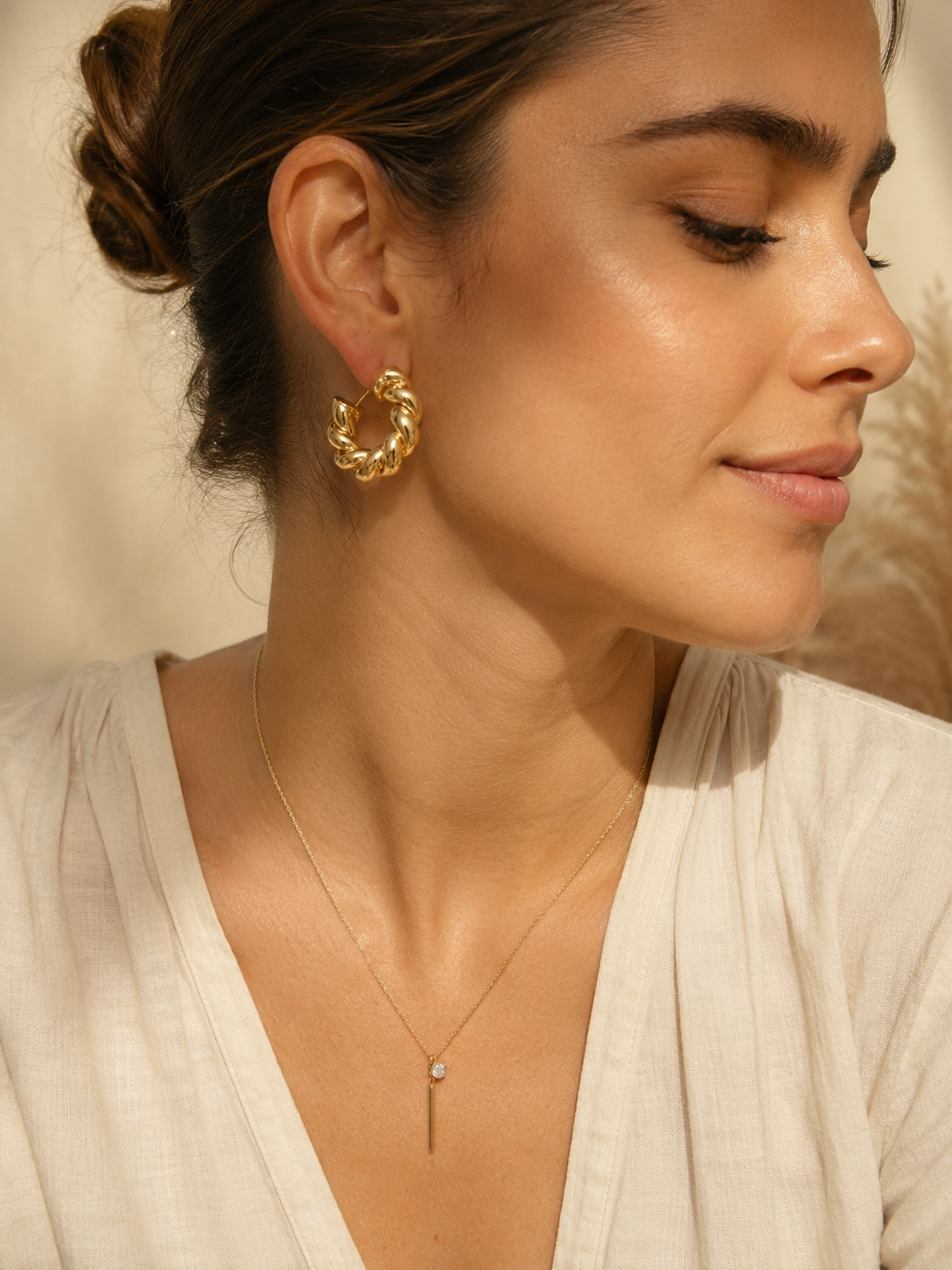 Golden Twist Hoops