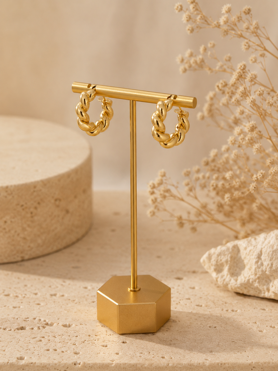 Golden Twist Hoops