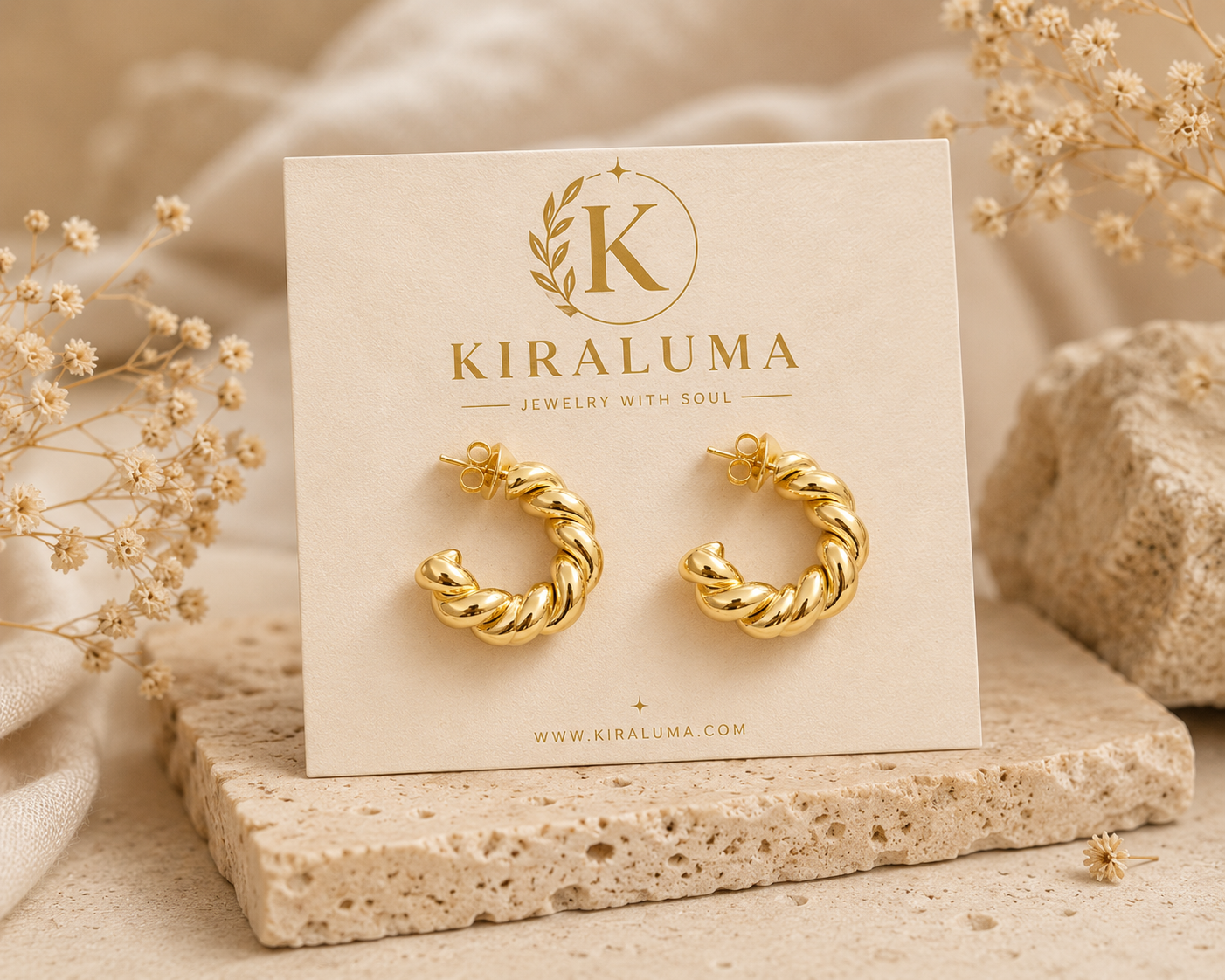 Golden Twist Hoops