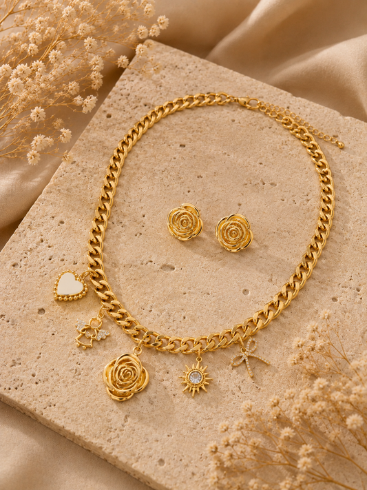 Golden Rose Charm Set