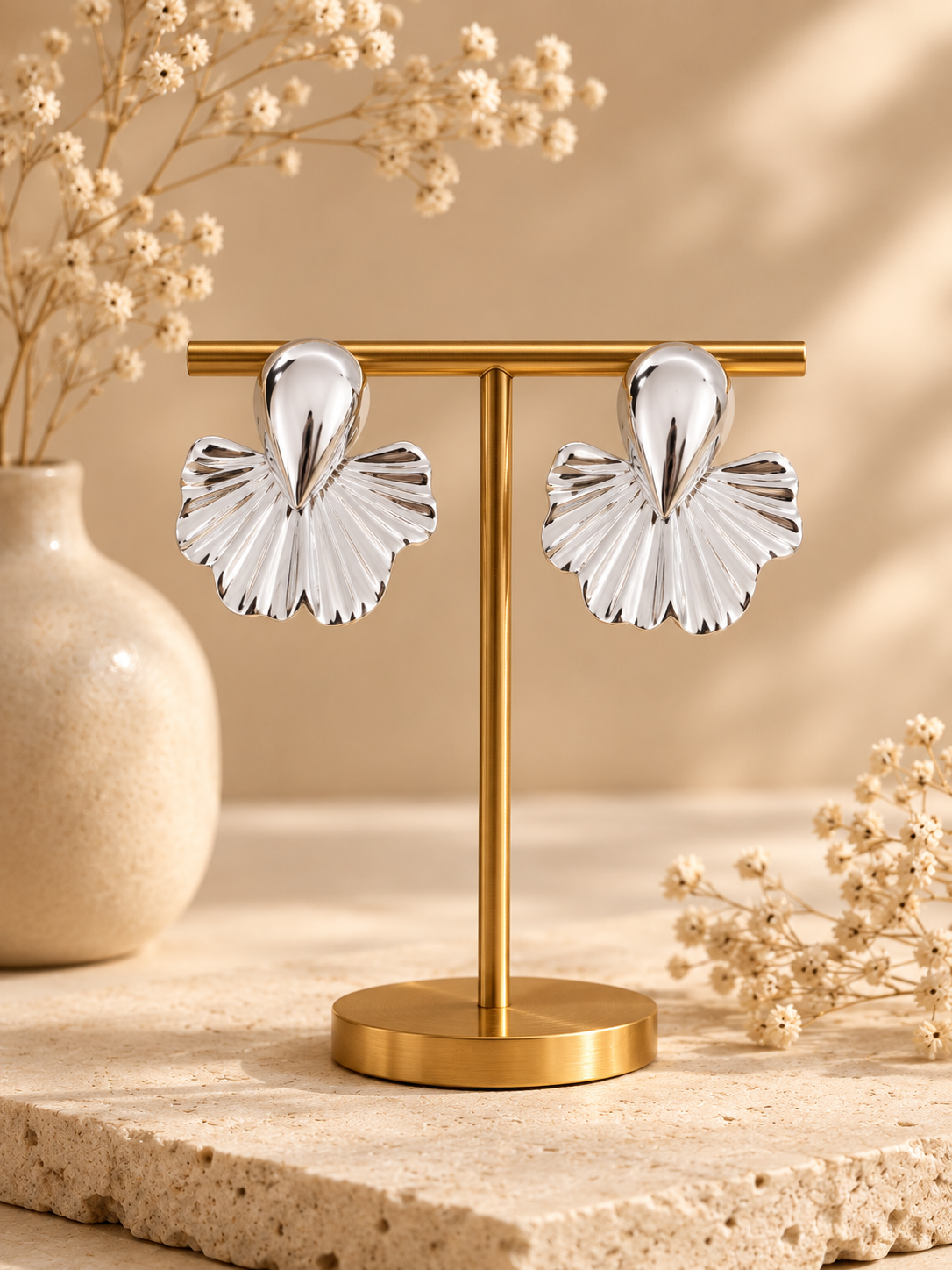 Silver Fan Earrings