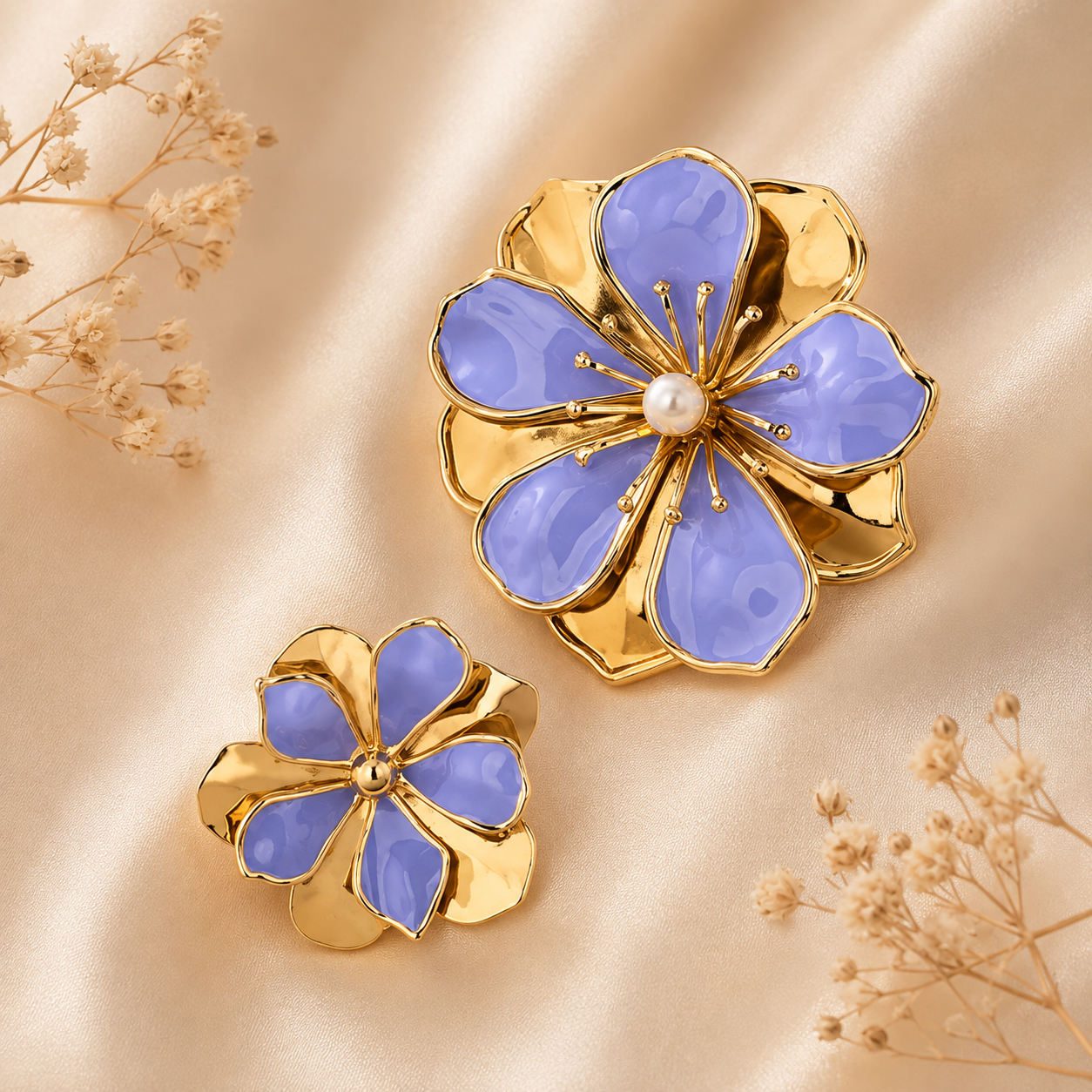 Lavender Bloom Brooch Duo