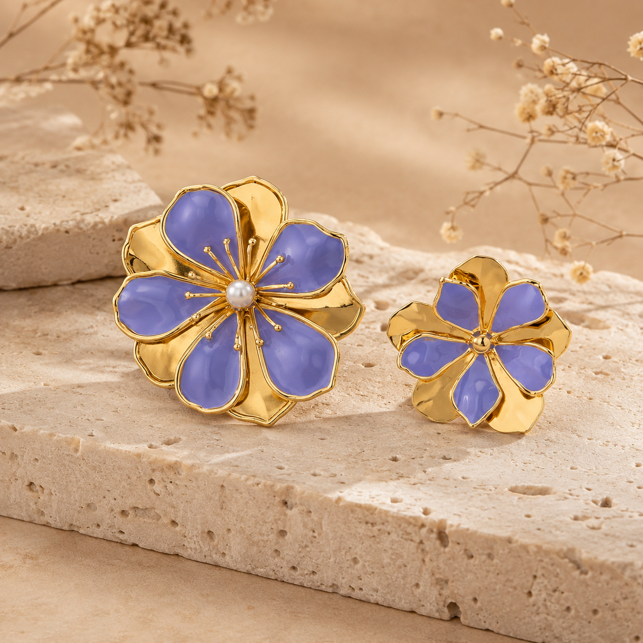 Lavender Bloom Brooch Duo