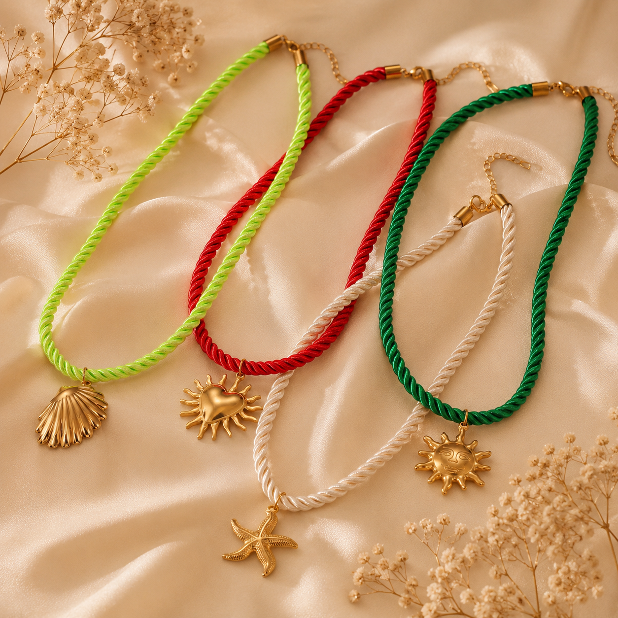 Golden Charm Cord Necklace
