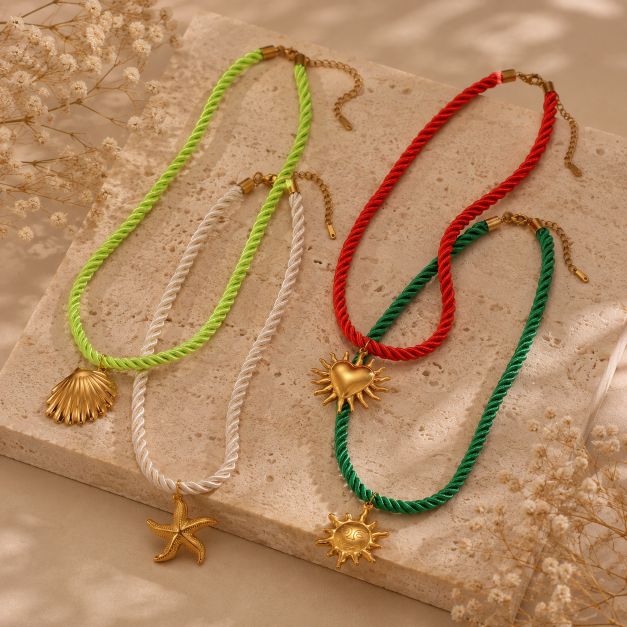 Golden Charm Cord Necklace