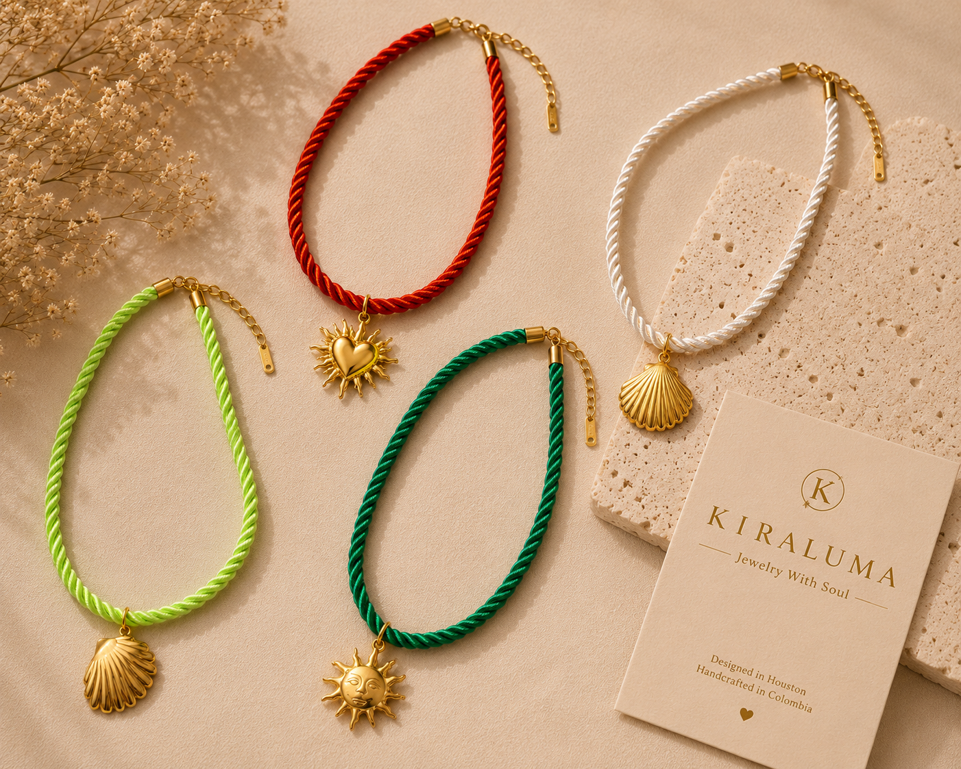 Golden Charm Cord Necklace