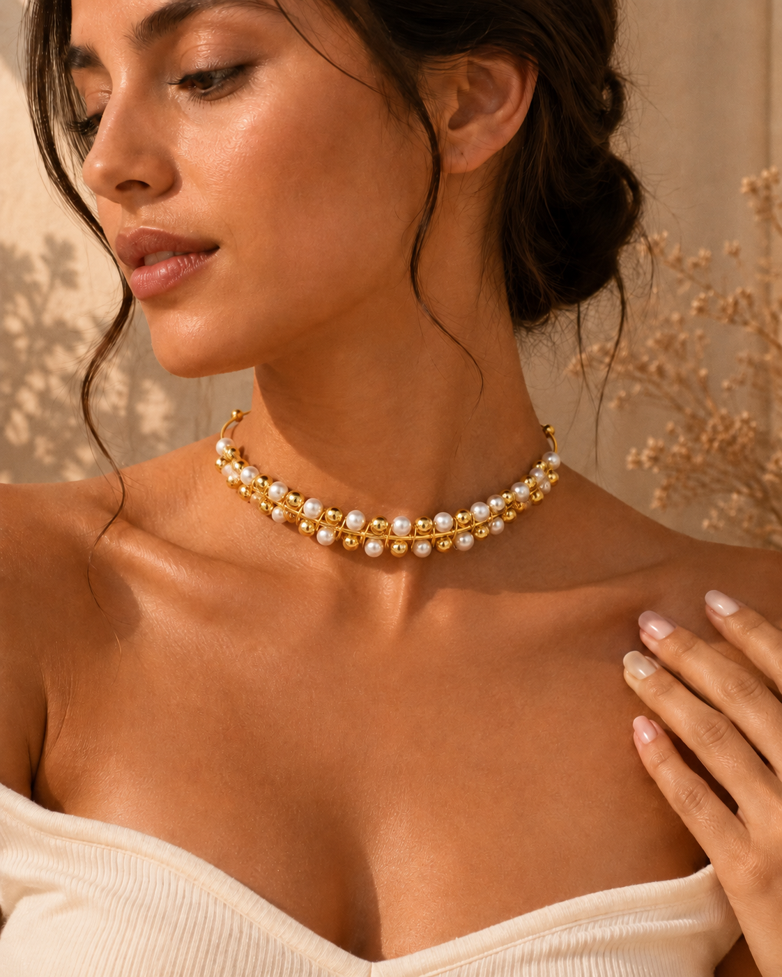 Golden Pearl Vine Choker
