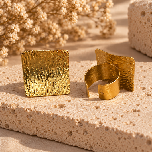 Golden Zebra Texture Ring