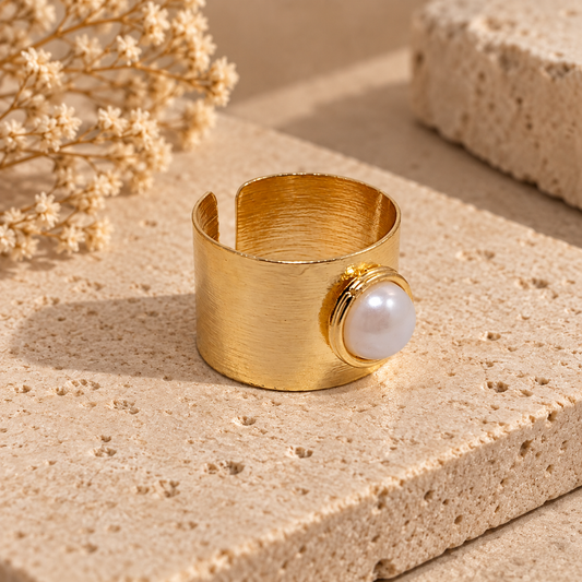 Golden Pearl Cuff Ring
