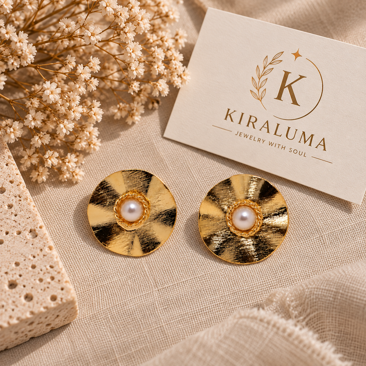 Golden Wave Pearl Studs