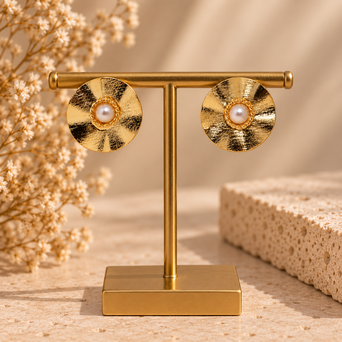 Golden Wave Pearl Studs