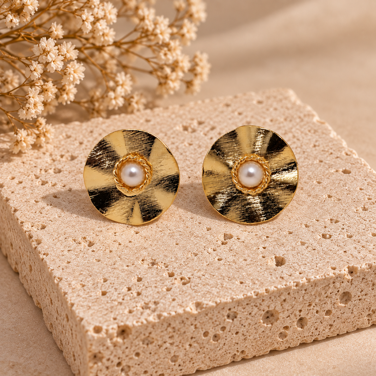 Golden Wave Pearl Studs