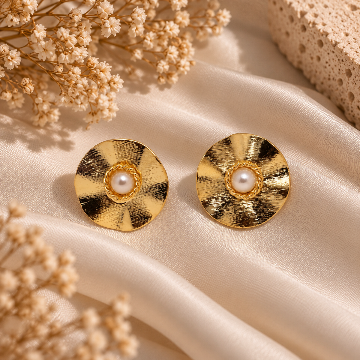 Golden Wave Pearl Studs