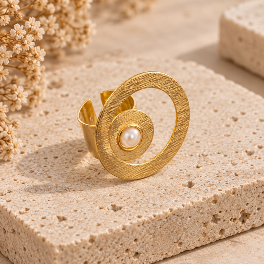 Golden Halo Pearl Ring