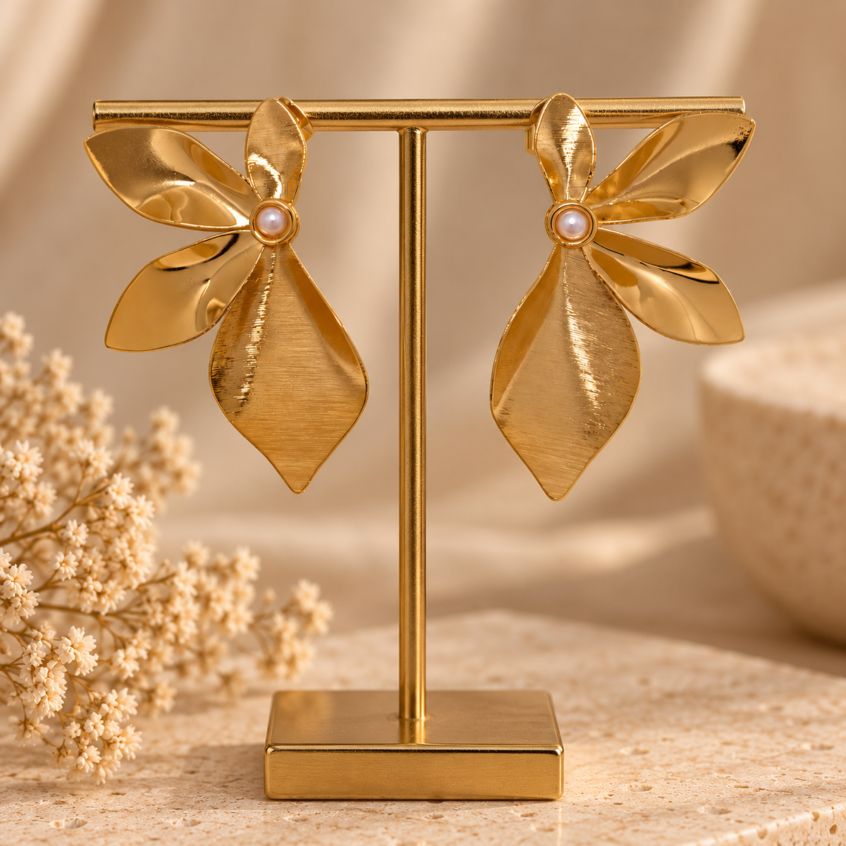 Golden Petal Pearl Drops