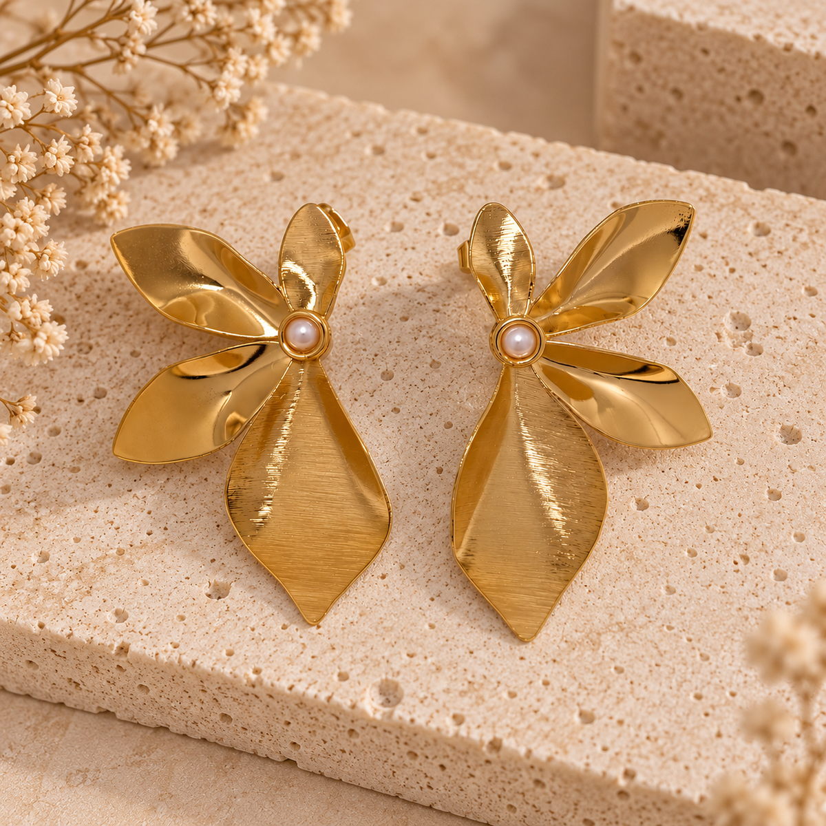 Golden Petal Pearl Drops
