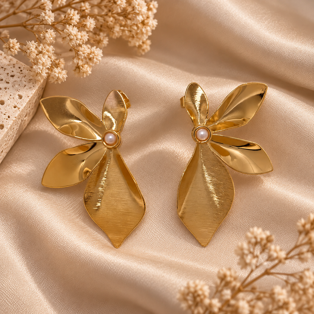 Golden Petal Pearl Drops