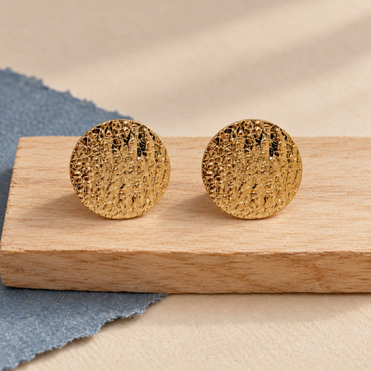 Golden Zebra Pebble Studs
