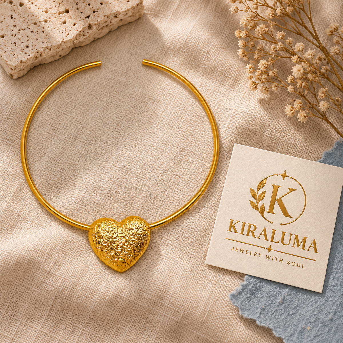 Golden Casting Heart Choker