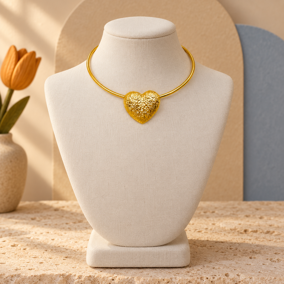 Golden Casting Heart Choker