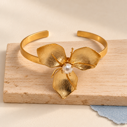 Golden Trillium Pearl Cuff