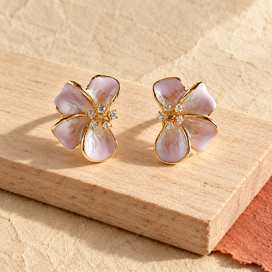 Golden Asymmetrical Bloom Earrings