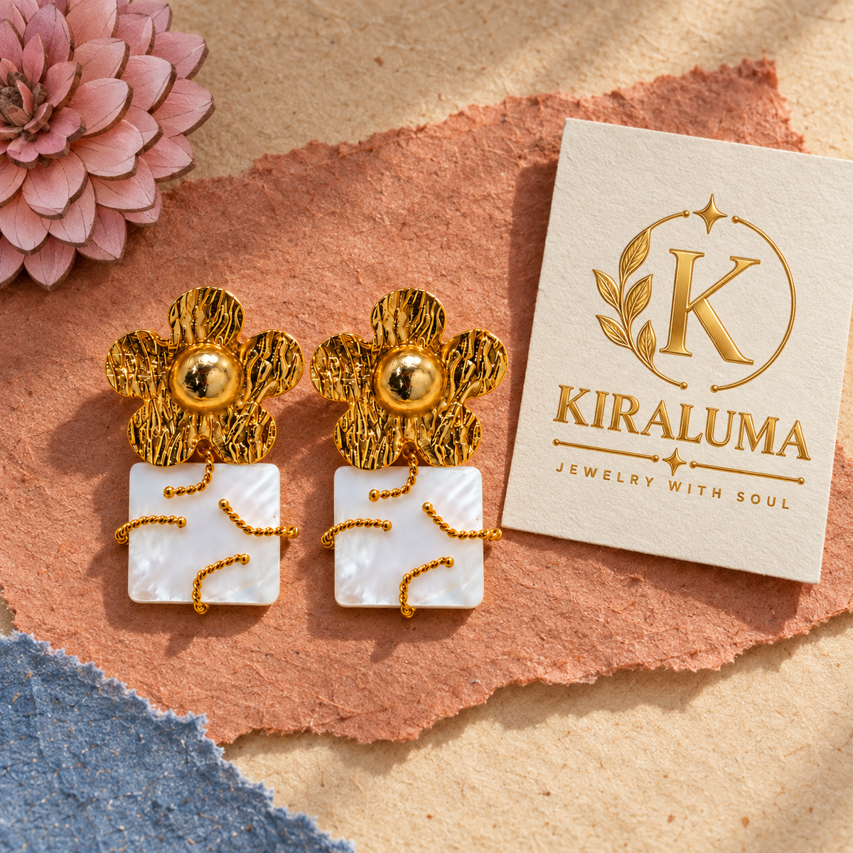 Golden Nacre Bloom Convertible Earrings