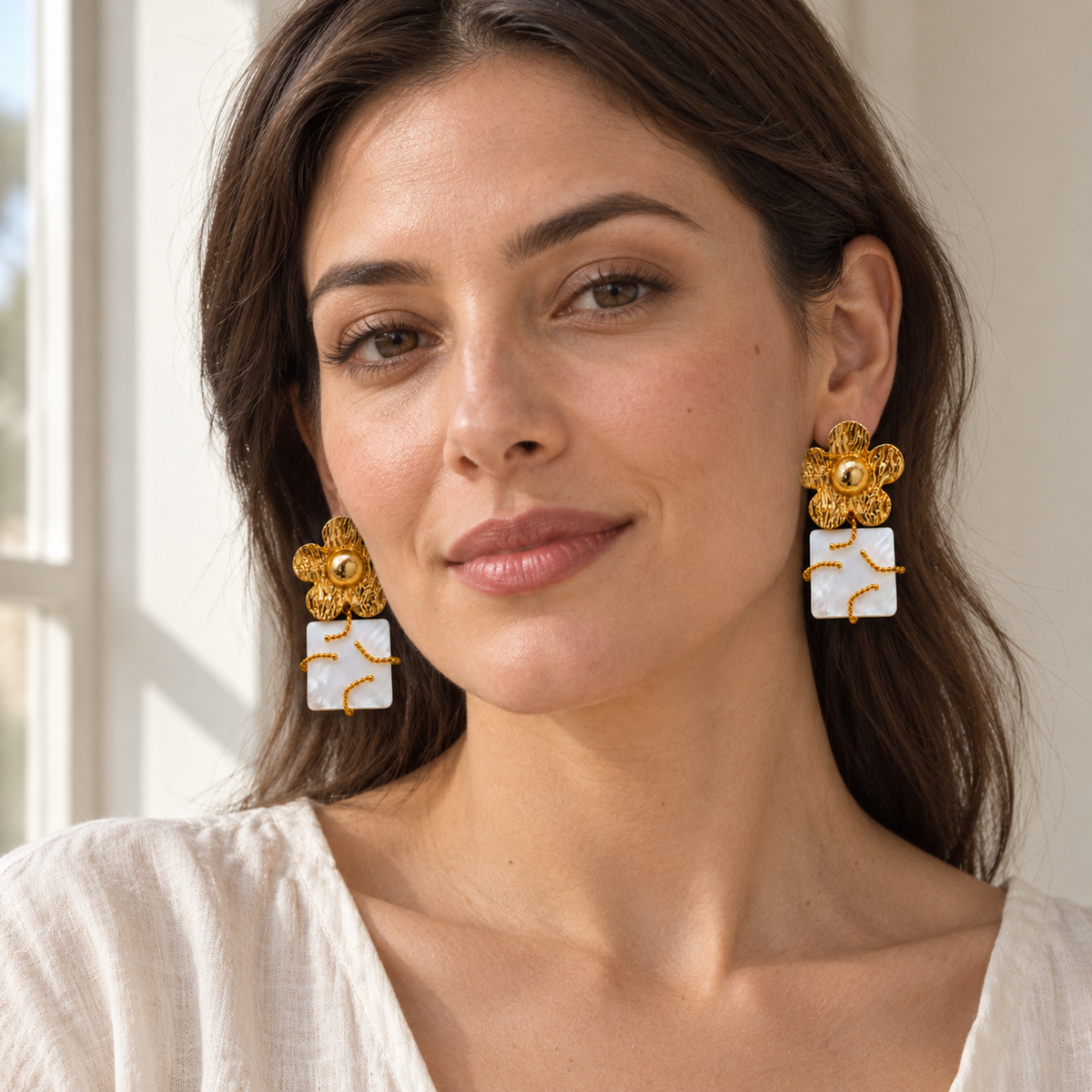 Golden Nacre Bloom Convertible Earrings