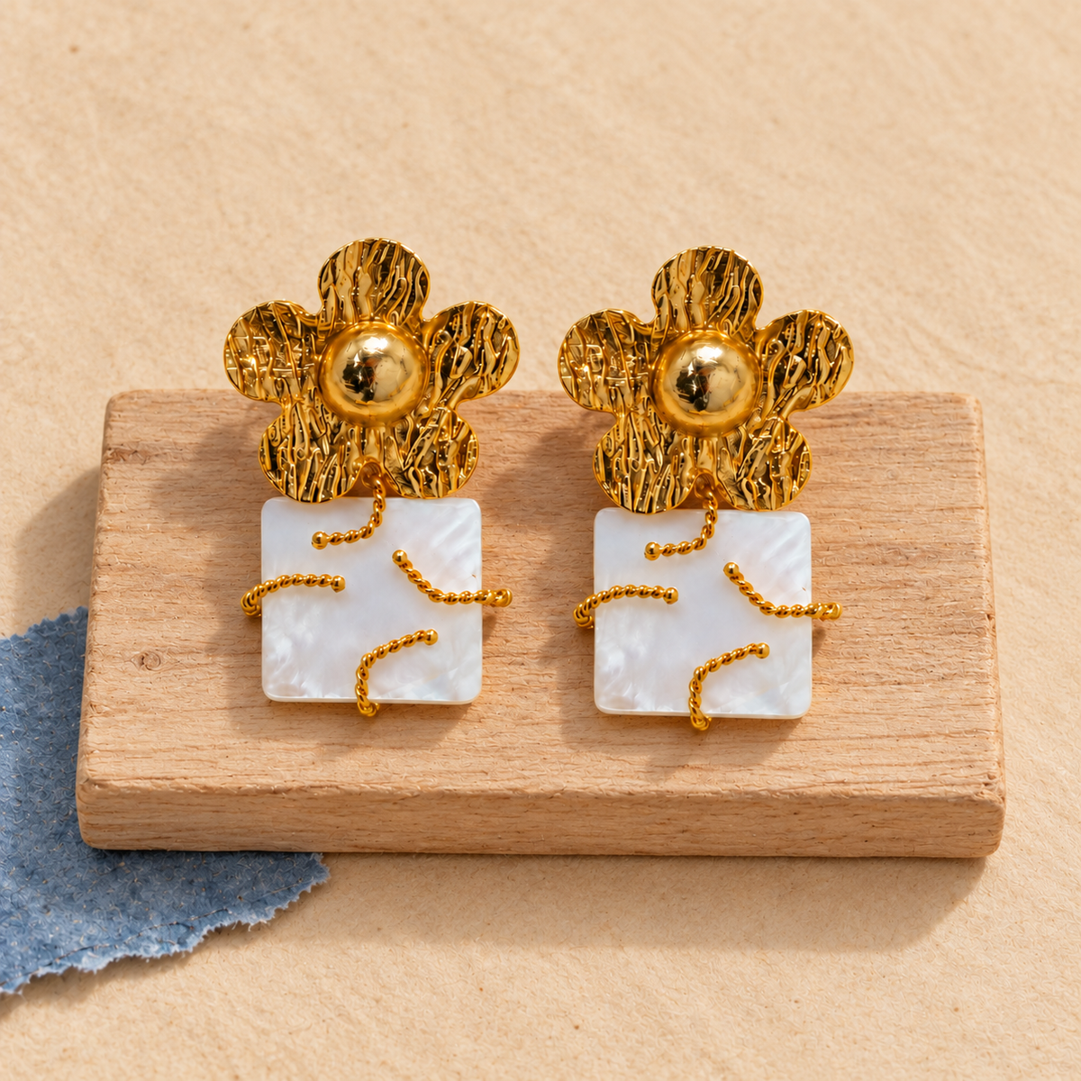 Golden Nacre Bloom Convertible Earrings