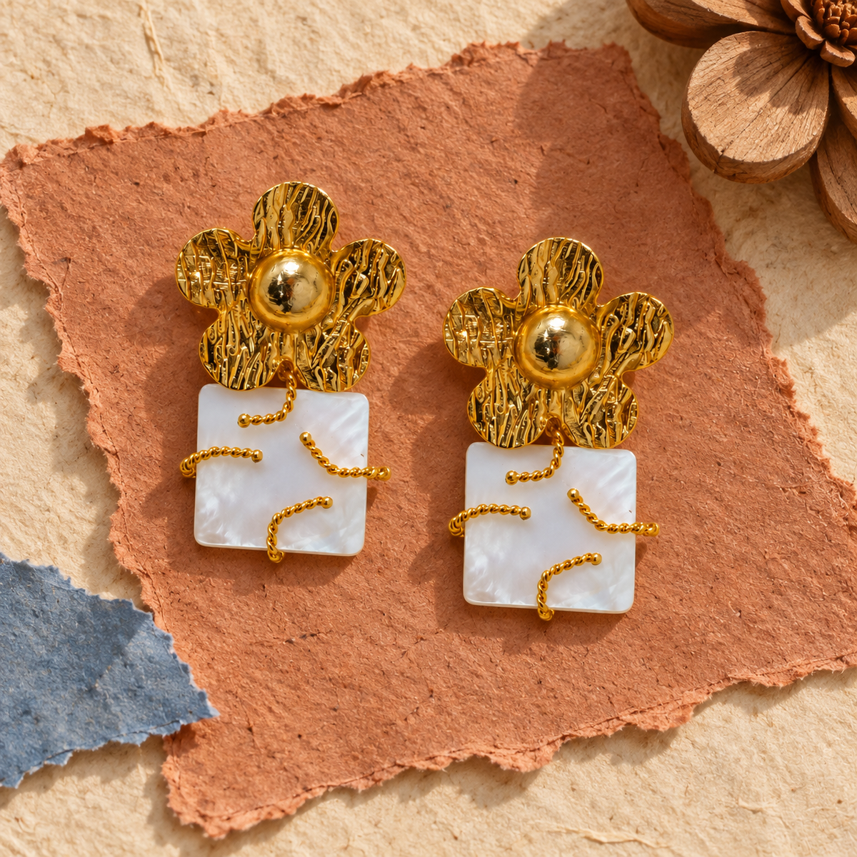 Golden Nacre Bloom Convertible Earrings