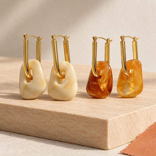 Retro Resin Loop Earrings