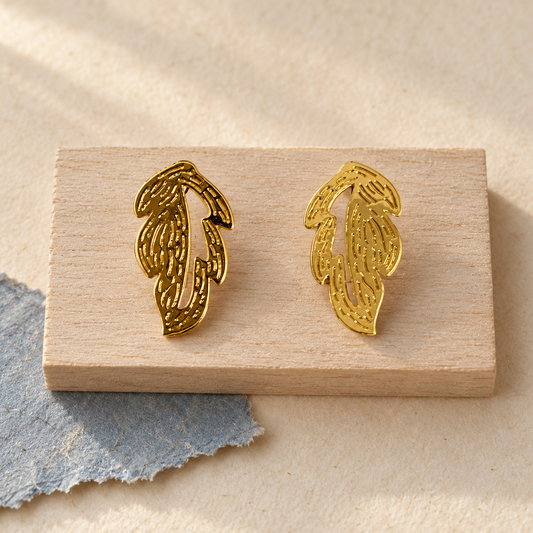 Golden Leaf Stud Earrings