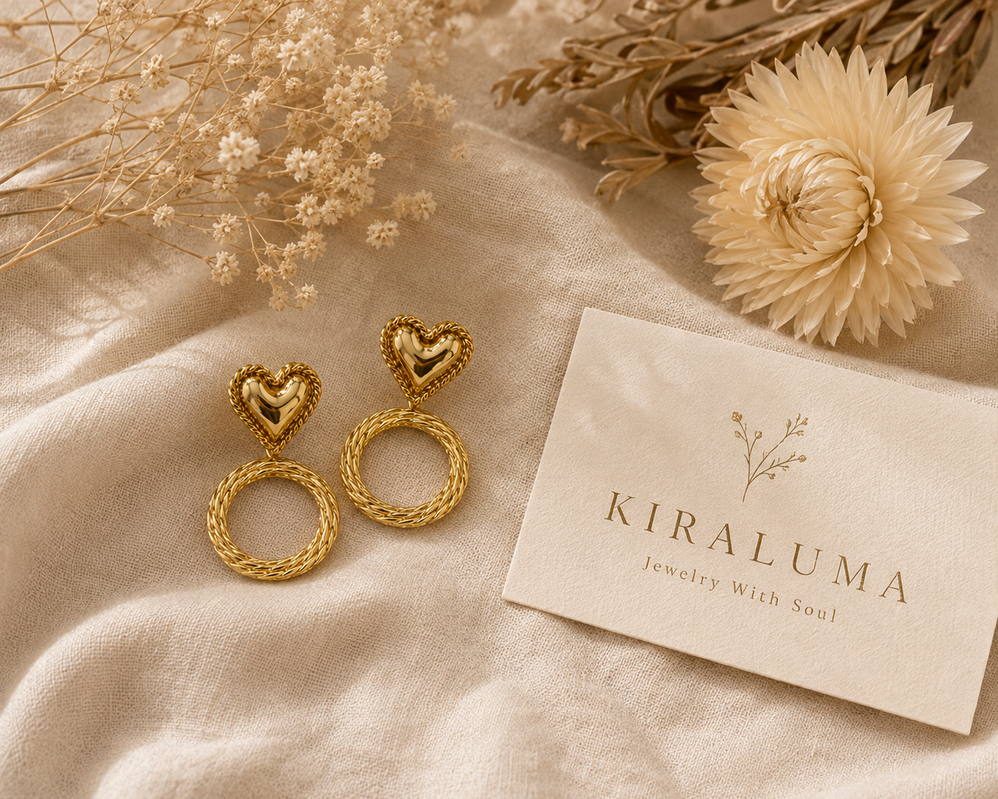 Golden Heart Orbit Earrings
