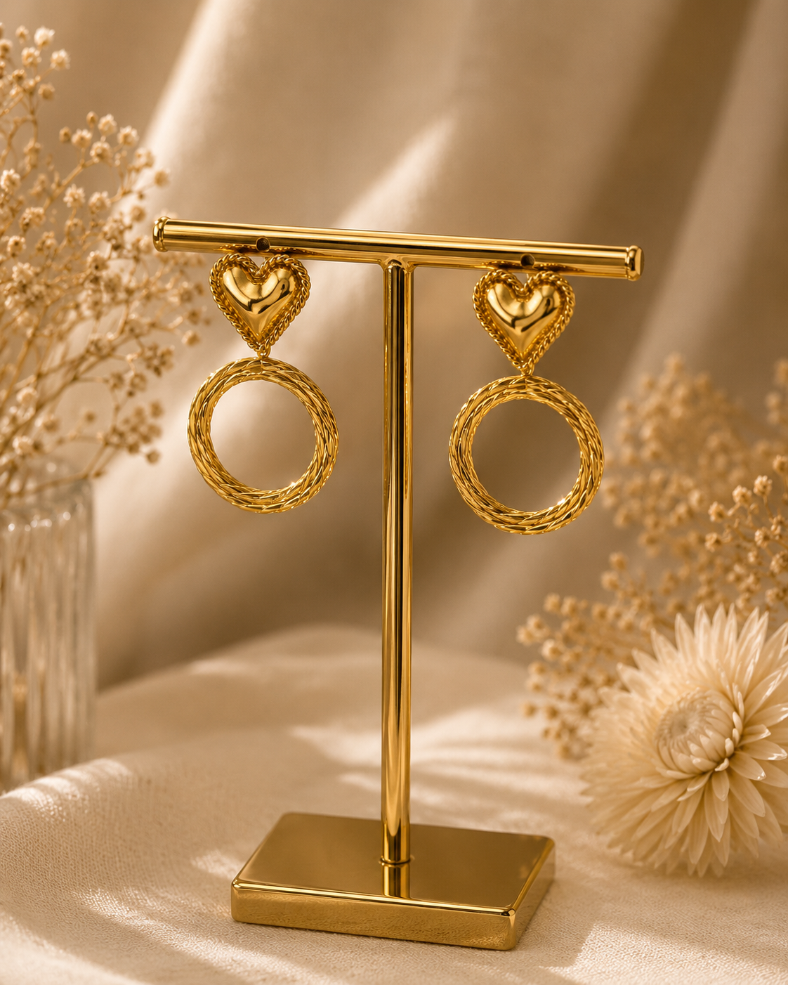 Golden Heart Orbit Earrings