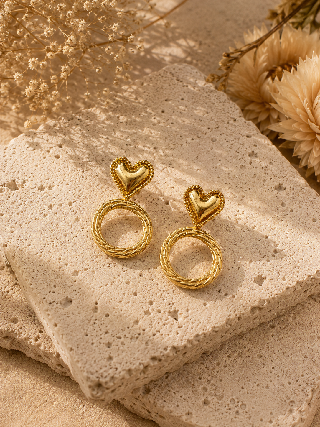 Golden Heart Orbit Earrings