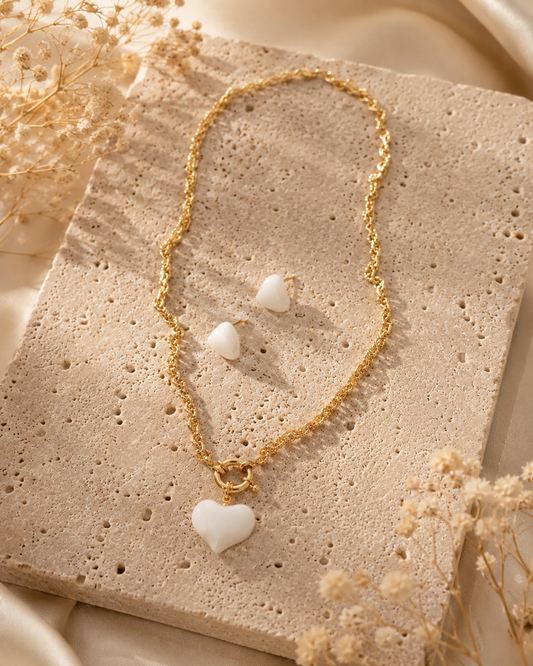 Ivory Heart Jewelry Set