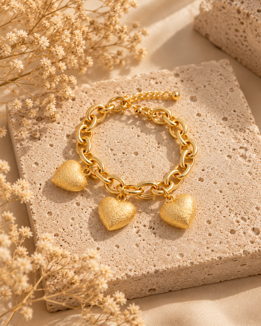 Golden Heart Link Bracelet
